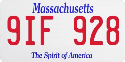 MA license plate 9IF928