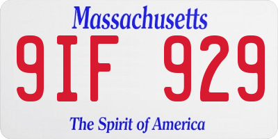 MA license plate 9IF929