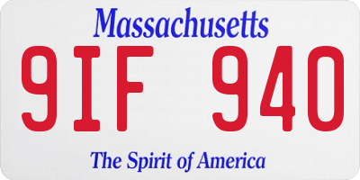 MA license plate 9IF940