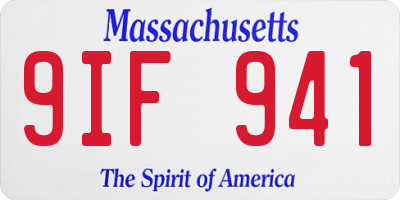MA license plate 9IF941