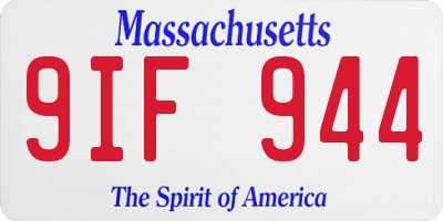 MA license plate 9IF944