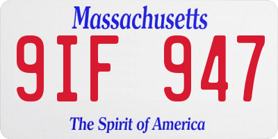 MA license plate 9IF947