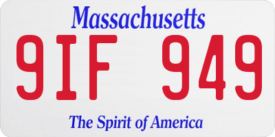 MA license plate 9IF949