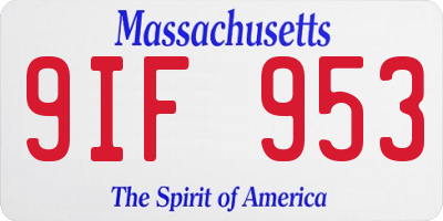 MA license plate 9IF953