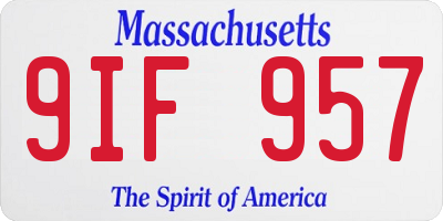 MA license plate 9IF957