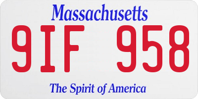 MA license plate 9IF958