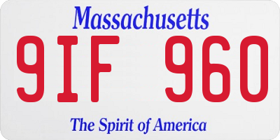 MA license plate 9IF960
