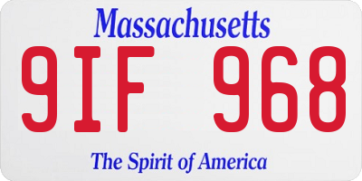 MA license plate 9IF968