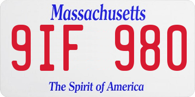 MA license plate 9IF980
