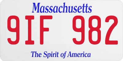 MA license plate 9IF982