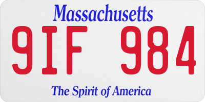 MA license plate 9IF984