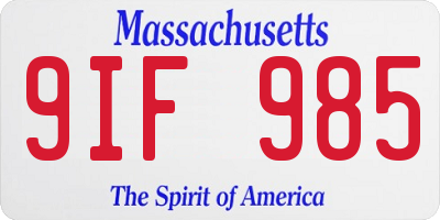 MA license plate 9IF985