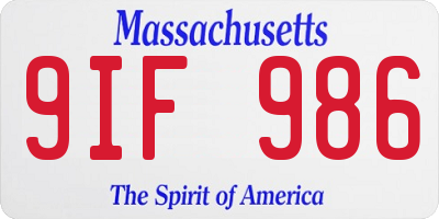 MA license plate 9IF986