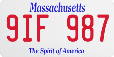 MA license plate 9IF987