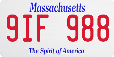 MA license plate 9IF988