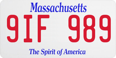 MA license plate 9IF989