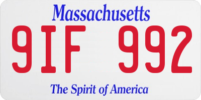 MA license plate 9IF992