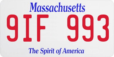 MA license plate 9IF993