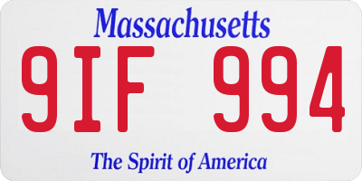 MA license plate 9IF994