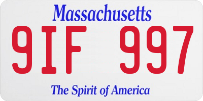 MA license plate 9IF997