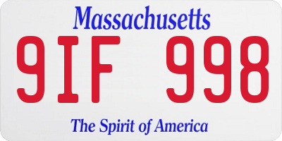 MA license plate 9IF998