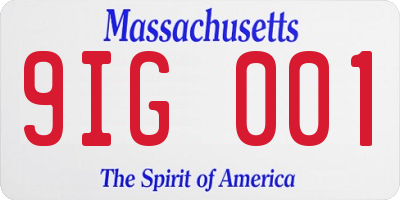 MA license plate 9IG001