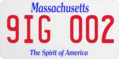 MA license plate 9IG002