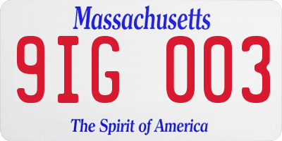 MA license plate 9IG003