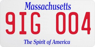 MA license plate 9IG004