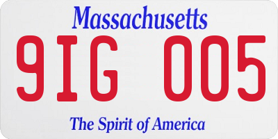 MA license plate 9IG005