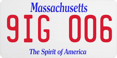 MA license plate 9IG006