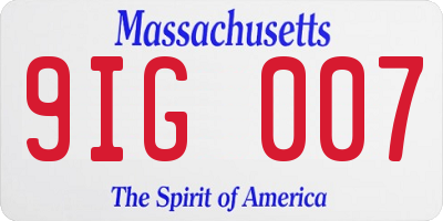 MA license plate 9IG007
