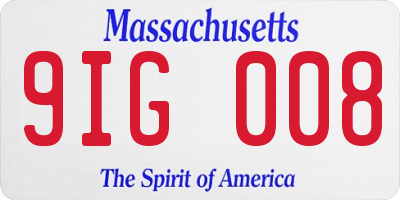 MA license plate 9IG008