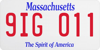 MA license plate 9IG011