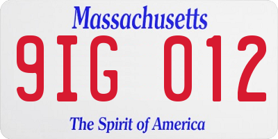 MA license plate 9IG012