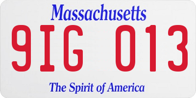 MA license plate 9IG013