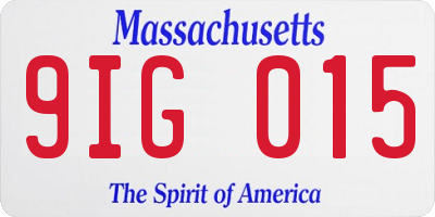 MA license plate 9IG015