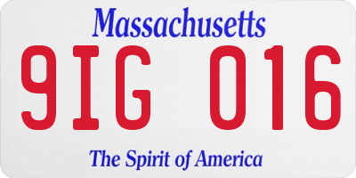MA license plate 9IG016
