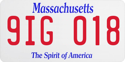 MA license plate 9IG018