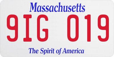 MA license plate 9IG019