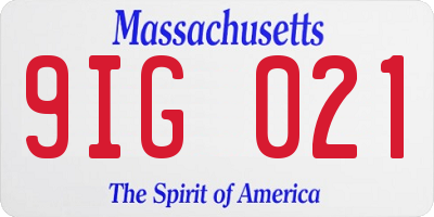 MA license plate 9IG021