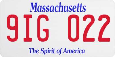 MA license plate 9IG022