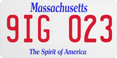 MA license plate 9IG023