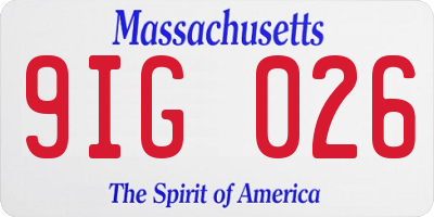 MA license plate 9IG026