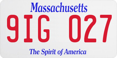 MA license plate 9IG027
