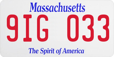 MA license plate 9IG033