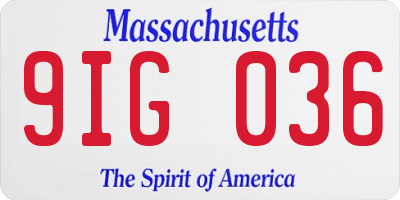 MA license plate 9IG036
