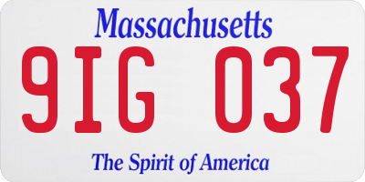 MA license plate 9IG037