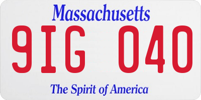 MA license plate 9IG040