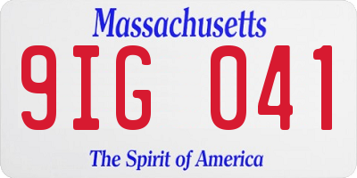MA license plate 9IG041